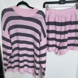 Amazon Essentials Pink and Purple Striped Sweater